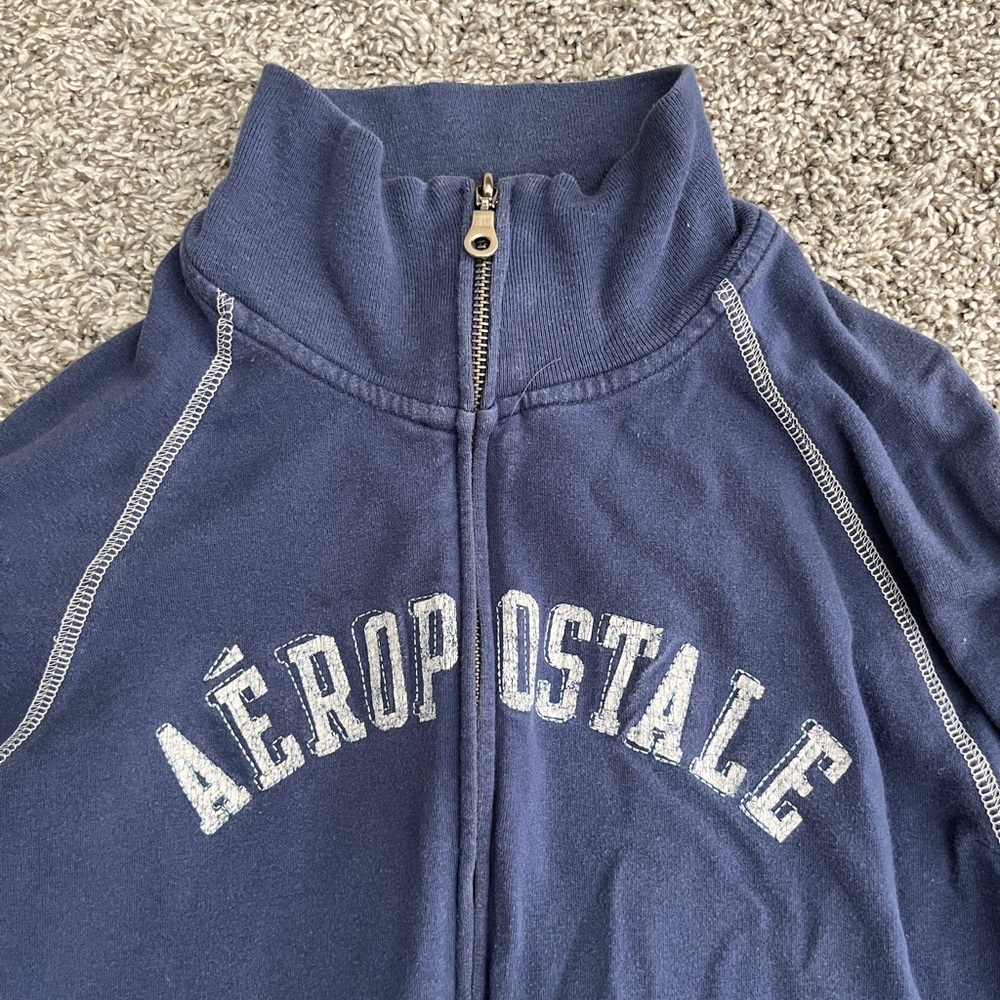 Aeropostale Blue Y2K Zip Up Collared Sweatshirt - Picture 4 of 5